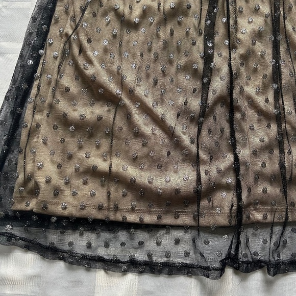 LUSH Black & Nude Dress with Metallic Polkadot Details - Picture 12 of 13